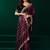 Wine thread work net party wear saree with velvet blouse