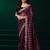 Wine thread work net party wear saree with velvet blouse