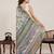 Multi colour printed linen designer saree with blouse
