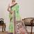 Light green printed linen designer saree with blouse
