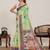 Light green printed linen designer saree with blouse