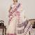 Cream printed linen designer saree with blouse