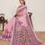 Pink printed linen designer saree with blouse