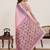 Pink printed linen designer saree with blouse