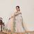 Off white printed linen designer saree with blouse