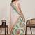 Off white printed linen designer saree with blouse
