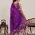 Purple printed linen designer saree with blouse