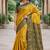 Green gold silk blend jacuard work designer party wear saree with unstitched blouse piece
