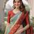 Red rama silk blend jacuard work designer party wear saree with unstitched blouse piece