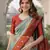 Red rama silk blend jacuard work designer party wear saree with unstitched blouse piece