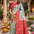 Red rama silk blend jacuard work designer party wear saree with unstitched blouse piece