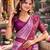 Wine purple silk blend jacuard work designer party wear saree with unstitched blouse piece