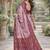Wine purple silk blend jacuard work designer party wear saree with unstitched blouse piece