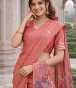 Gajri lillen jacuard work designer party wear saree with unstitched blouse piece