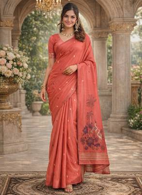 Gajri lillen saree with unstitched blouse piece 2
