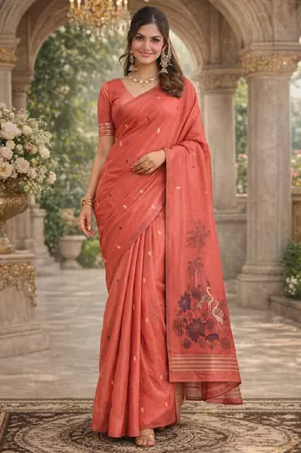 Gajri lillen saree with unstitched blouse piece