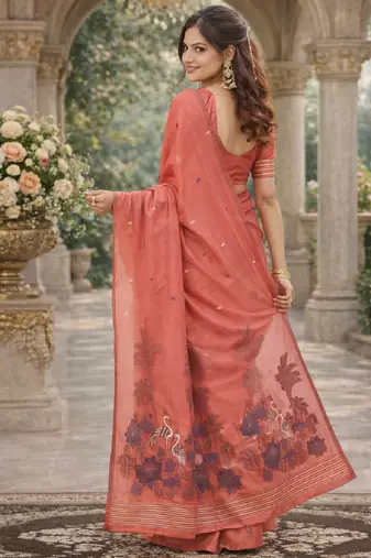 Gajri lillen saree with unstitched blouse piece