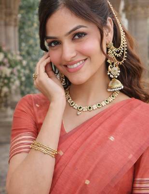 Gajri lillen saree with unstitched blouse piece 4