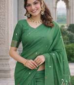 Gajri lillen jacuard work designer party wear saree with unstitched blouse piece