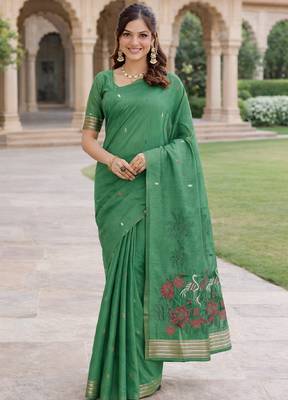 Gajri lillen saree with unstitched blouse piece 2