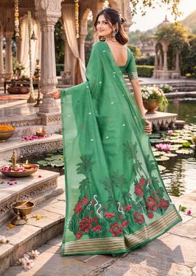 Gajri lillen saree with unstitched blouse piece 3