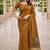 Mustard lillen jacuard work designer party wear saree with unstitched blouse piece