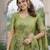 Parrot green lillen jacuard work designer party wear saree with unstitched blouse piece
