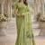 Parrot green lillen jacuard work designer party wear saree with unstitched blouse piece