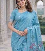 Rama lillen jacuard work designer party wear saree with unstitched blouse piece