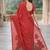 Red lillen jacuard work designer party wear saree with unstitched blouse piece