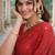 Red lillen jacuard work designer party wear saree with unstitched blouse piece