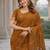Rust lillen jacuard work designer party wear saree with unstitched blouse piece