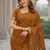 Rust lillen jacuard work designer party wear saree with unstitched blouse piece