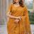 Rust lillen jacuard work designer party wear saree with unstitched blouse piece