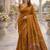 Rust lillen jacuard work designer party wear saree with unstitched blouse piece