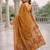 Rust lillen jacuard work designer party wear saree with unstitched blouse piece
