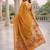 Rust lillen jacuard work designer party wear saree with unstitched blouse piece