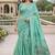 Sea green lillen jacuard work designer party wear saree with unstitched blouse piece