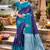 Blue rama silk blend jacuard work designer party wear saree with unstitched blouse piece