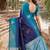 Blue rama silk blend jacuard work designer party wear saree with unstitched blouse piece
