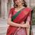 Red green silk blend jacuard work designer party wear saree with unstitched blouse piece
