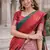 Red green silk blend jacuard work designer party wear saree with unstitched blouse piece