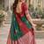 Red green silk blend jacuard work designer party wear saree with unstitched blouse piece
