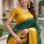Yellow green silk blend jacuard work designer party wear saree with unstitched blouse piece