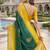 Yellow green silk blend jacuard work designer party wear saree with unstitched blouse piece