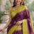 Yellow wine silk blend jacuard work designer party wear saree with unstitched blouse piece