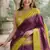 Yellow wine silk blend jacuard work designer party wear saree with unstitched blouse piece