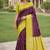 Yellow wine silk blend jacuard work designer party wear saree with unstitched blouse piece