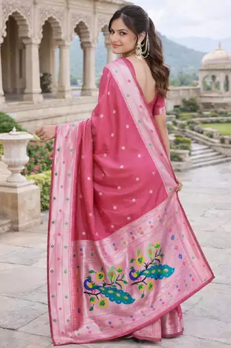 Gajri silk blend saree with unstitched blouse piece