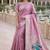 Light pink silk blend jacuard work designer party wear saree with unstitched blouse piece